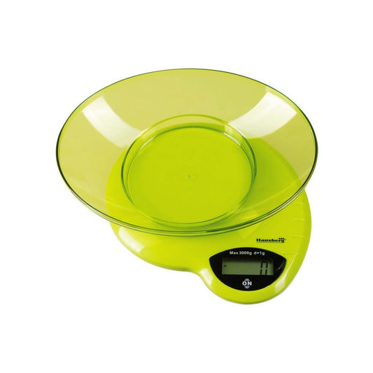 Cantar de bucatarie Hausberg HB-6015VR, 5kg, cu Bol din Plastic, Verde