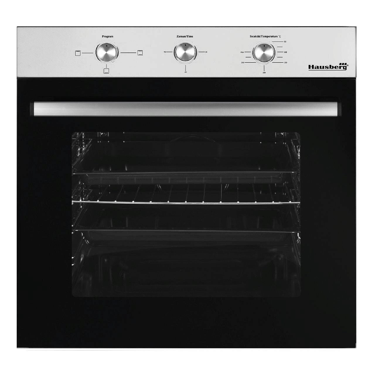 Cuptor electric incorporabil Hausberg HB-8052, Clasa A, 71L, 2000W, Negru/Inox