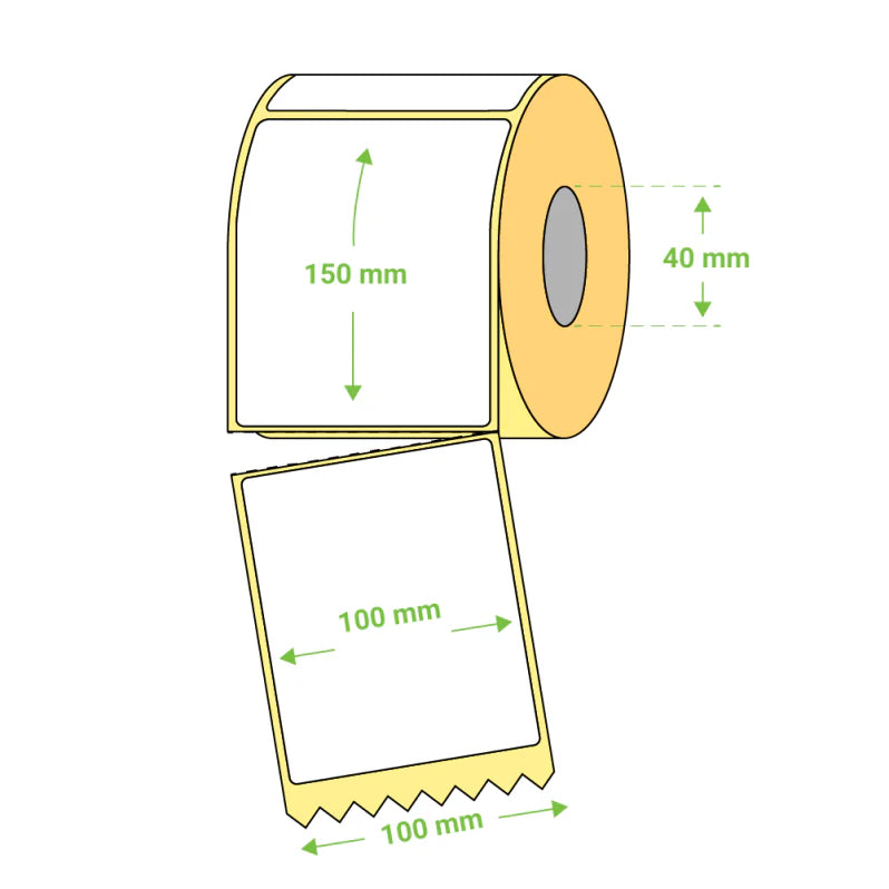 Rola Etichete AWB Autoadezive Termice 100 x 150 mm, Perfor de Rupere, 500 Etichete / Rolă