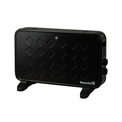 Convector electric Luxury HAUSBERG HB-8220, 2000W, 2 trepte de putere, termostat, protectie supraincalzire, indicator luminos, functie Turbo, Negru