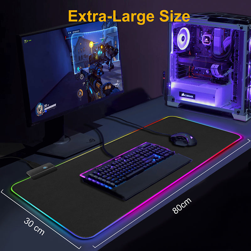 Mouse Pad gaming cu iluminare led RGB 90 x 40 negru