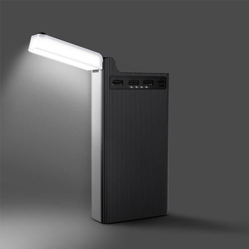 Baterie externa Hoco J62 Jove, 30000 mAh, 3 x USB, cu indicator LED si lampa de birou, Negru