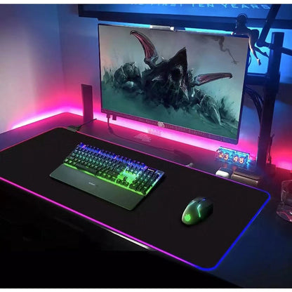 Mouse Pad gaming cu iluminare led RGB 90 x 40 negru