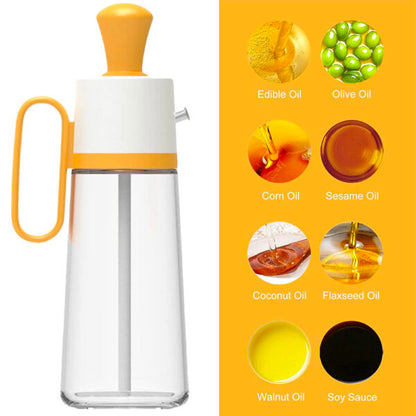 Dispenser din sticla pentru ulei/otet/sosuri, cu perie, 550 ml