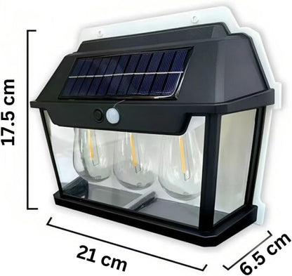 Lampa solara cu 3 becuri de perete LED cu senzor de miscare