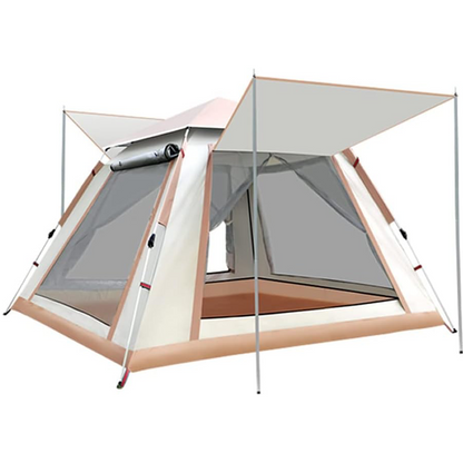 Cort camping 4-5 persoane cu deschidere automata pop-up, impermeabil, protectie UV, 4 usi