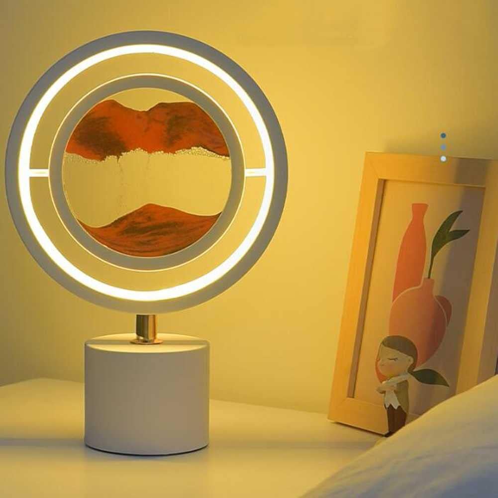 Lampa de masa cu nisip, tip clepsidra 3D, Moving Sand Art 20cmx30cm