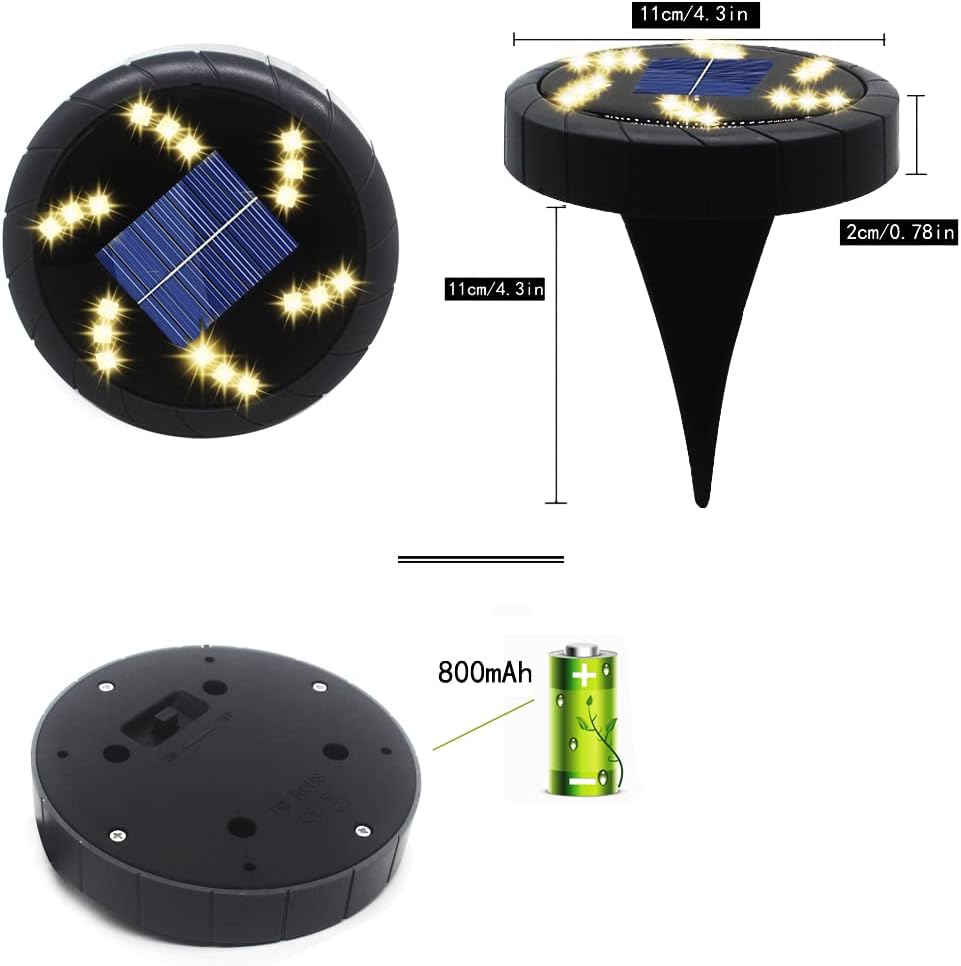 Set 4 lampi solare pentru poteca, cu 18 leduri si senzor de lumina, cu fixare in sol