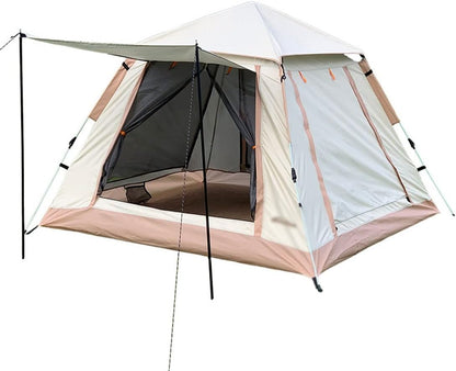 Cort camping 4-5 persoane cu deschidere automata pop-up, impermeabil, protectie UV, 4 usi