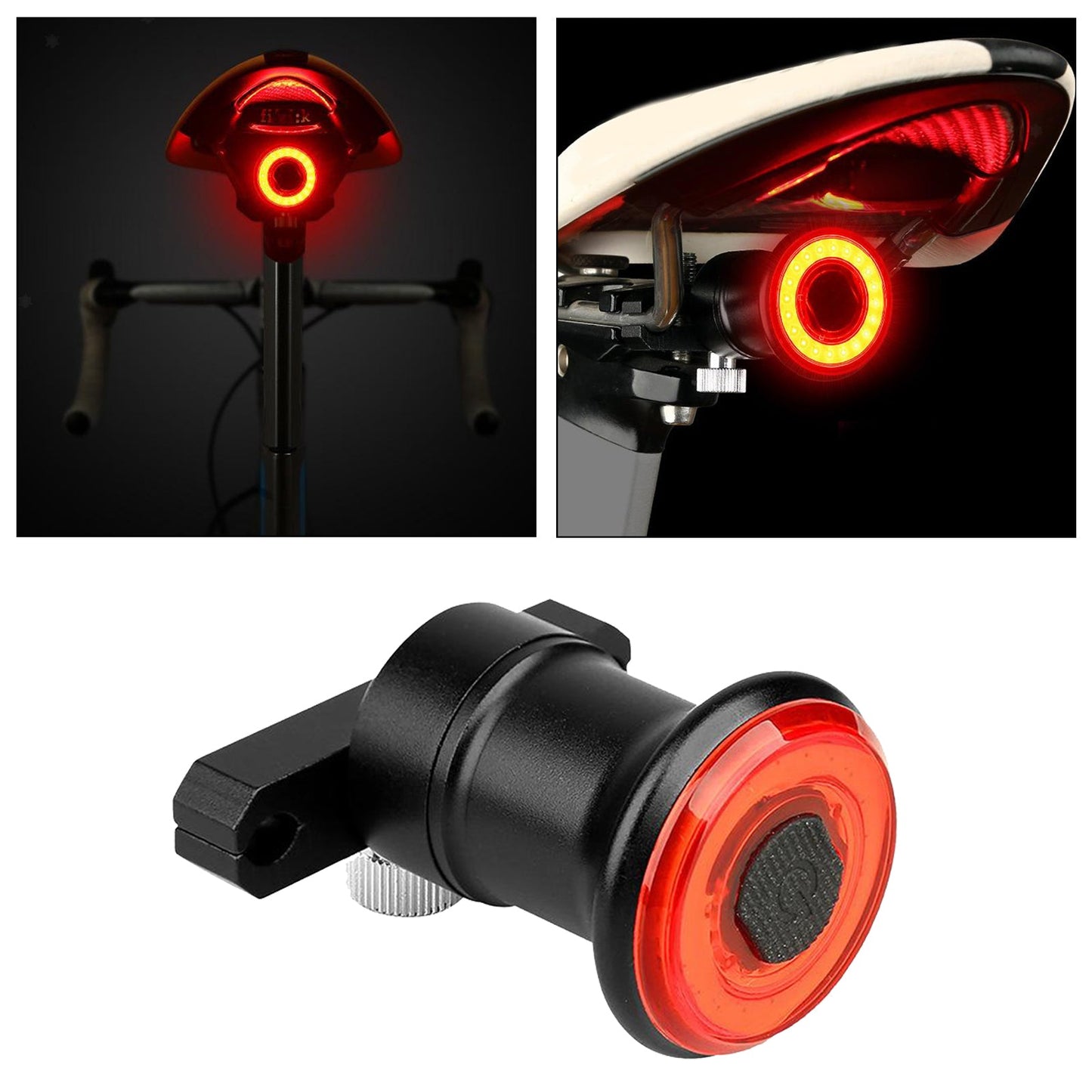 Stop LED smart cu senzor frana pentru bicicleta, cu prindere pe tija, incarcare USB