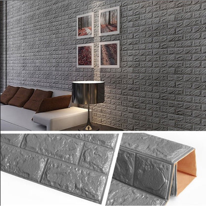 Tapet 3D caramizi argintii, gri, auto-adeziv pentru interior, 70 x 77 cm