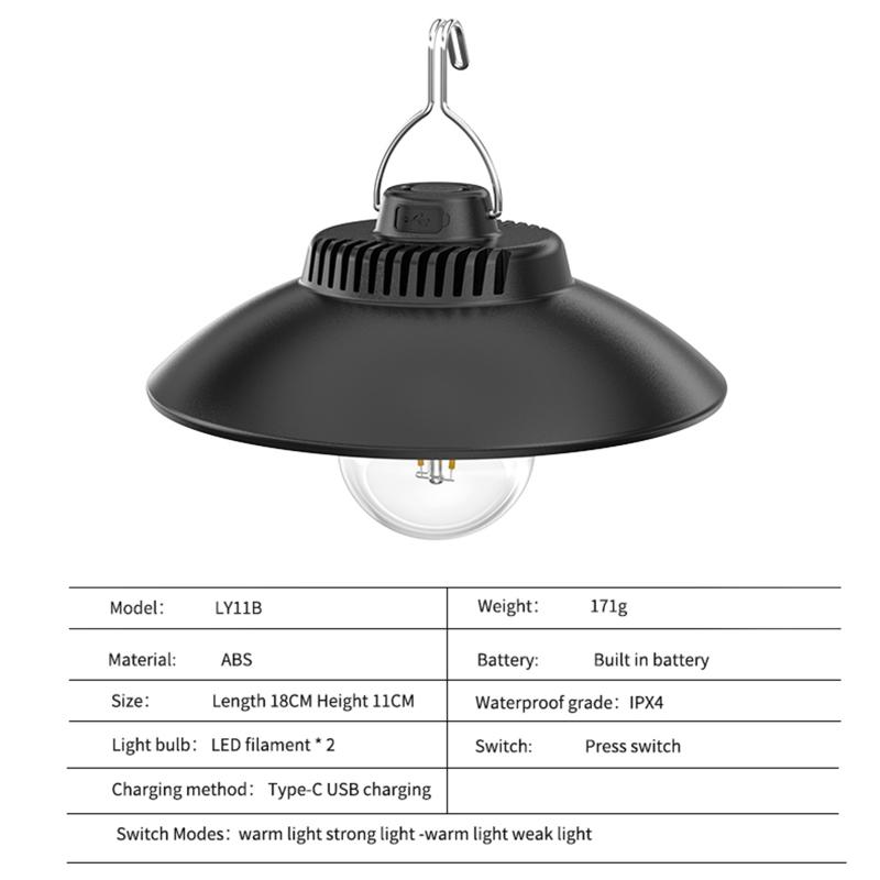 Lampa camping portabila cu agatatoare, baterie si incarcare USB