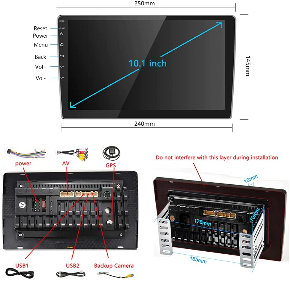 Navigatie auto Android, 10 inch, touchscreen, Wi-Fi, Bluetooth, 1080p Full HD, suporta camera marsarier