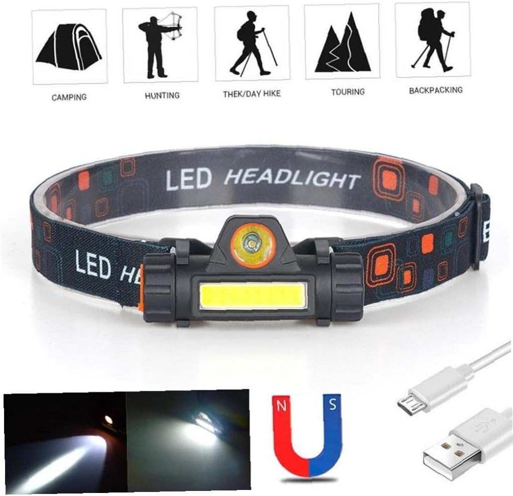 Lanterna frontală cu doua moduri de luminare, reincarcare USB, pentru camping, vânătoare, pescuit