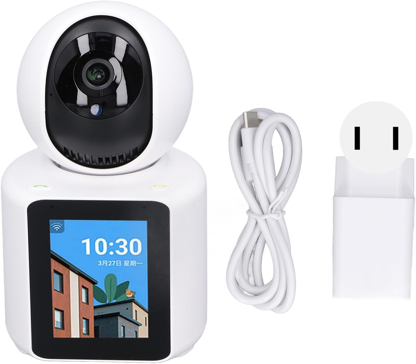 Camera video comunicare bidirectionala, ecran de 2.8 inch, poate initia apeluri telefonice video, camera de securitate inteligenta 360°, video HD 1080p, vizualizare nocturna, detectare miscare