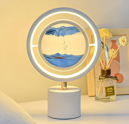 Lampa de masa cu nisip, tip clepsidra 3D, Moving Sand Art 20cmx30cm