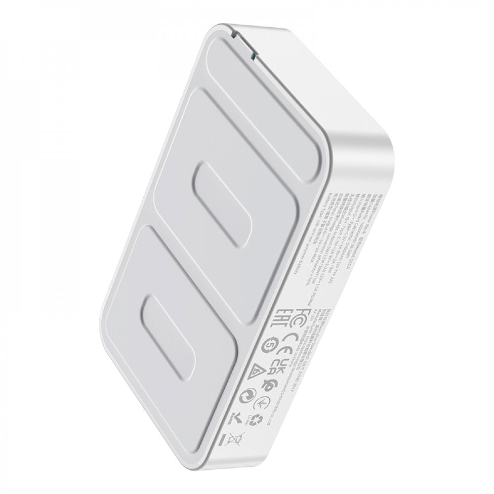 Baterie externa, compatibila MagSafe, Magnetica, Wireless, 5000mAh, suport pliabil, transparenta,