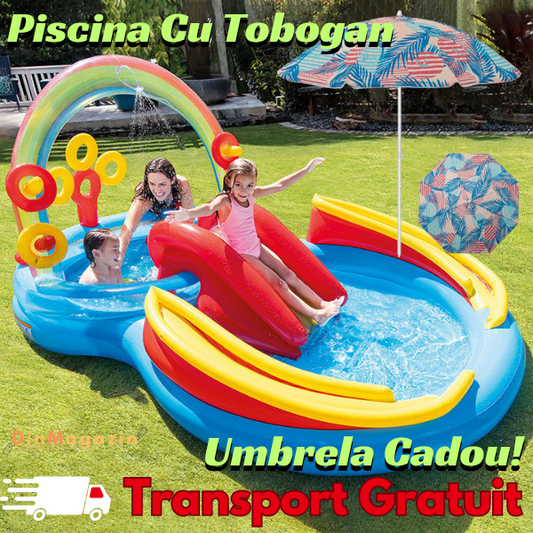 Piscina cu Tobogan Intex + Umbrela Cadou!