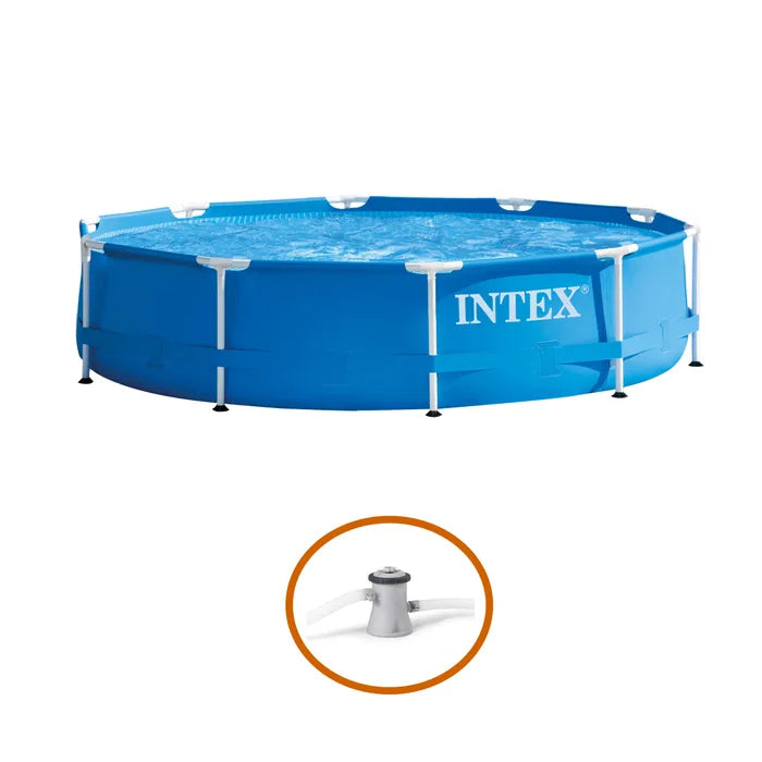 Piscina cu cadru metalic Intex, supraterana, rotunda, cu pompa de filtrare