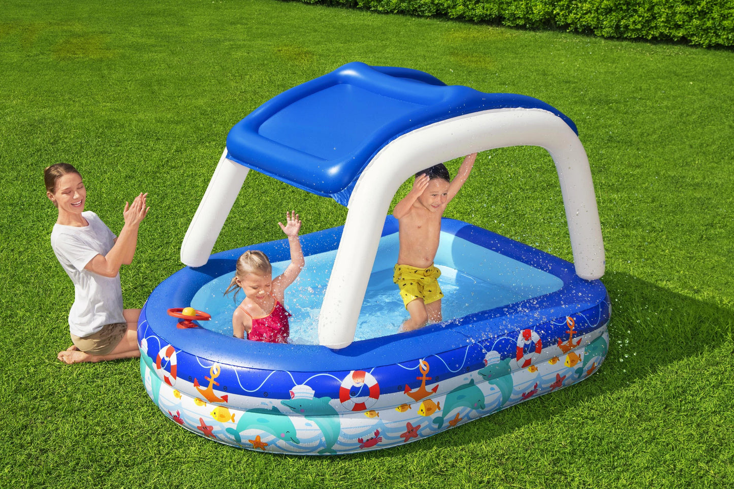 Piscina gonflabila Bestway Family, cu parasolar detasabil