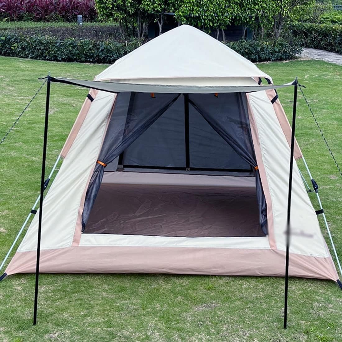 Cort camping 4-5 persoane cu deschidere automata pop-up, impermeabil, protectie UV, 4 usi