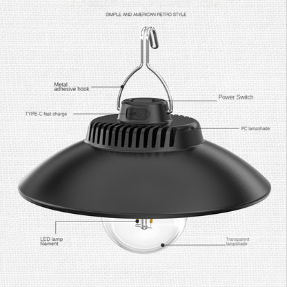 Lampa camping portabila cu agatatoare, baterie si incarcare USB