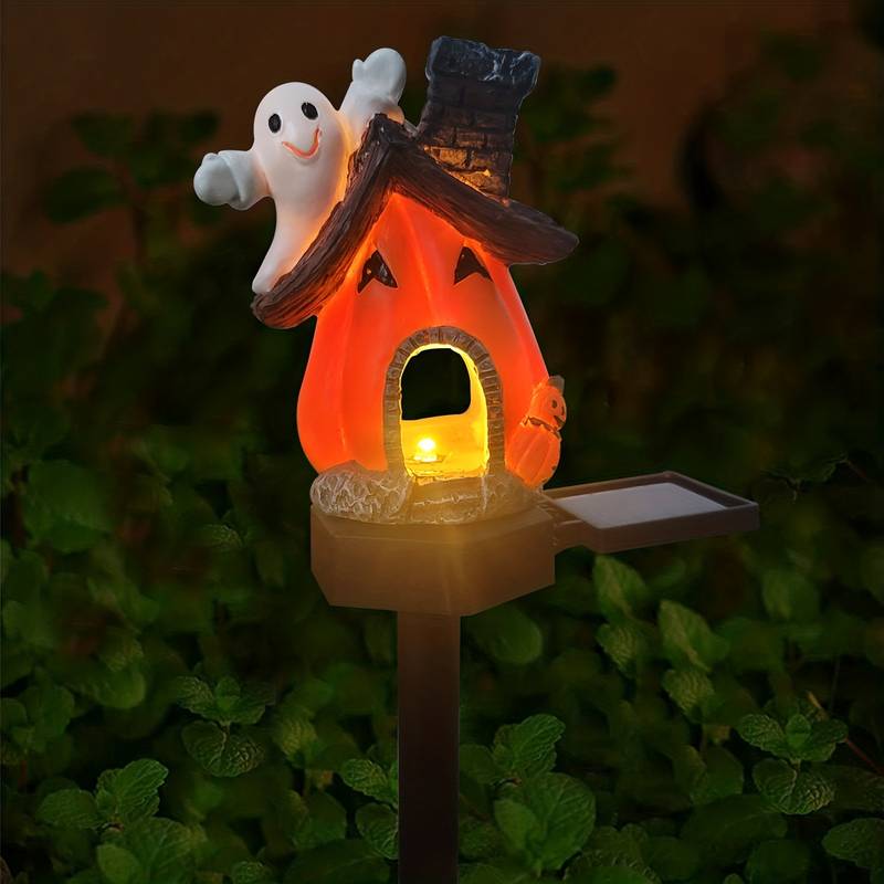 Decoratiune solara Pumpkin House pentru gradina, IP55, Halloween