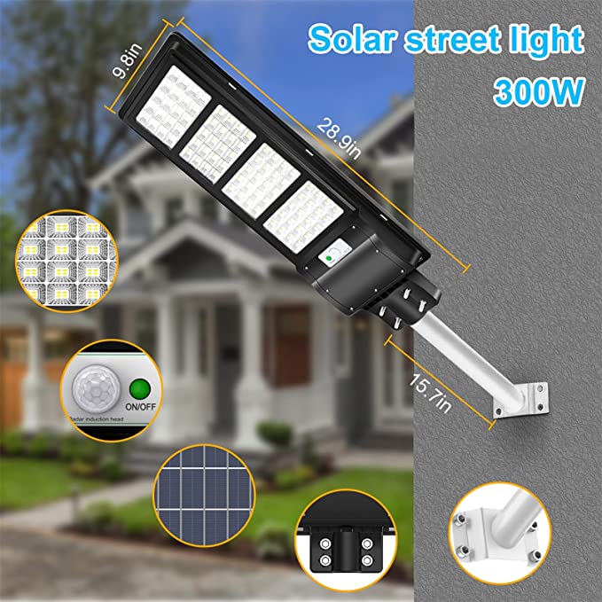 Lampa stradala proiector LED cu panou fotovoltaic + telecomanda si senzor, 120W/200W/300W