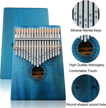 Instrument muzical din lemn cu incinta si 17 note, Kalimba, mini-pian