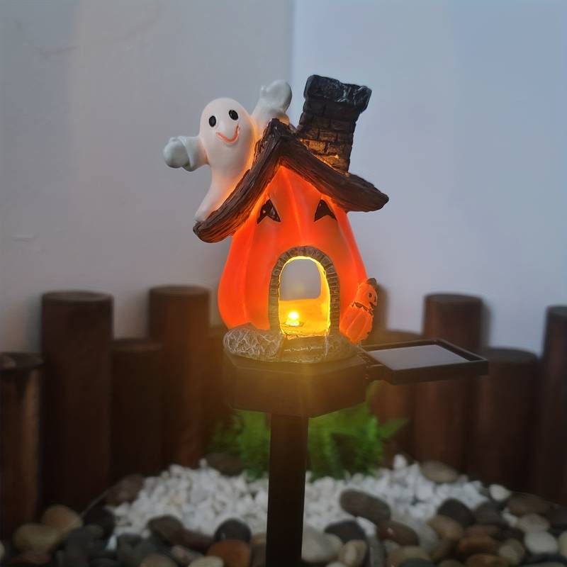 Decoratiune solara Pumpkin House pentru gradina, IP55, Halloween