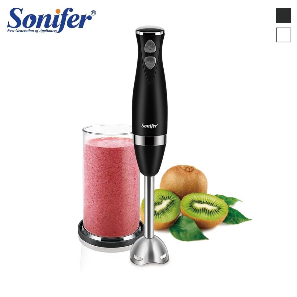 Set Blender 3 in 1 Sonifer SF-8044 cu putere 500W, Mixer vertical, functie Turbo, Multifunctional, alb