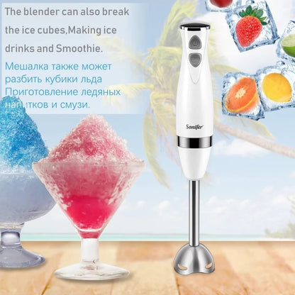 Set Blender 3 in 1 Sonifer SF-8044 cu putere 500W, Mixer vertical, functie Turbo, Multifunctional, alb