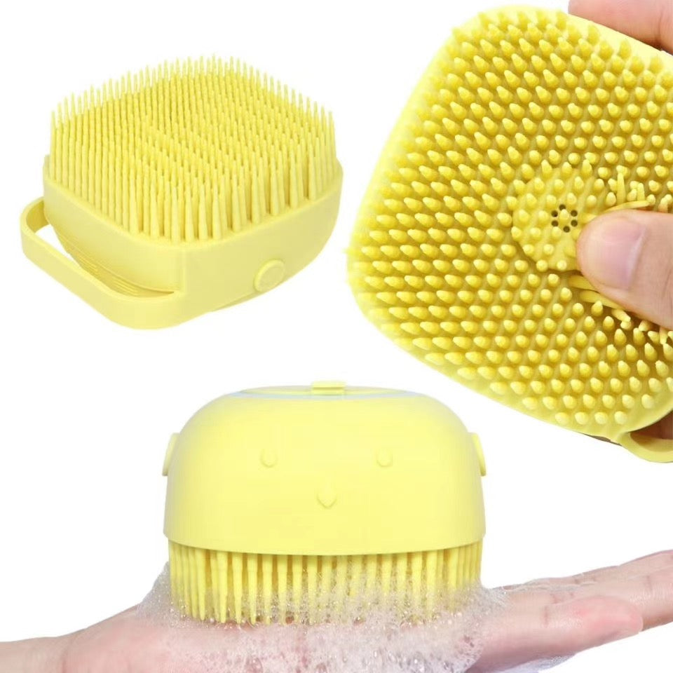 Burete de baie din silicon, Mini Soft Brush, cu rezervor pentru gel de dus / sampon