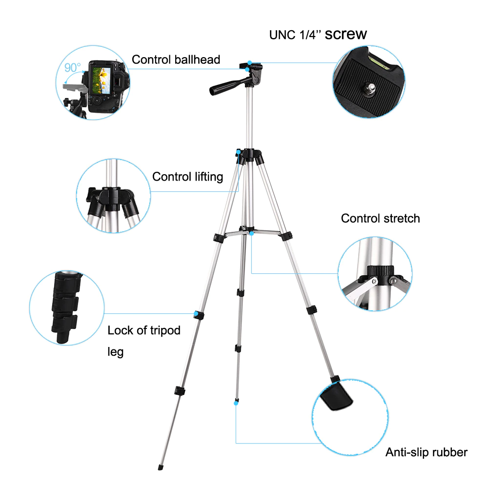 Trepied foto telescopic universal, 35-81 cm, husa inclusa