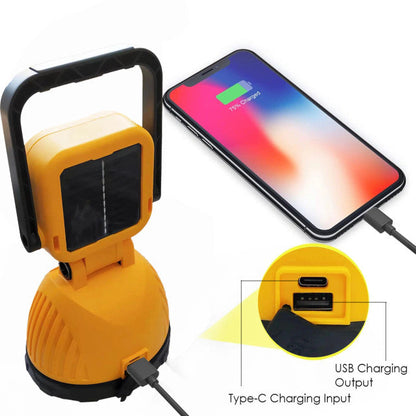 Lanterna portabila multifunctionala cu incarcare solara si reincarcabila prin USB, cu lumina de lucru ajustabila la 180° pentru camping