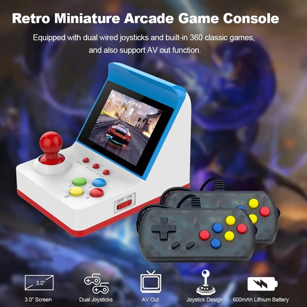 Consola Jocuri Arcade Retro 360 jocuri in 1 cu 2 joystick-uri Alb