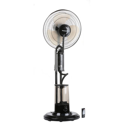 Ventilator cu pulverizare apa si umidificare Hausberg, 90W, 300 ml/h, 3 viteze, timer, telecomanda, Negru