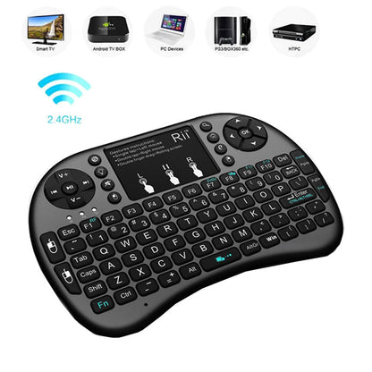 Mini tastatura wireless, cu touchpad, iluminata LED pentru PC, Laptop, Tableta, Xbox, Smart TV, Play Station, Raza 10m