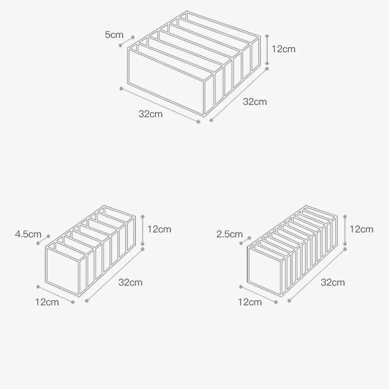 Set 3 piese organizatoare lenjerie intima pentru sertar