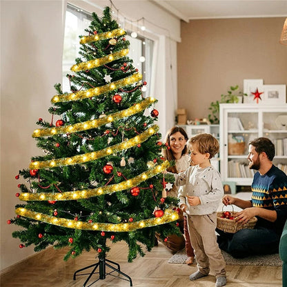 Instalatie panglica luminoasa pentru bradul de Craciun, lumina calda