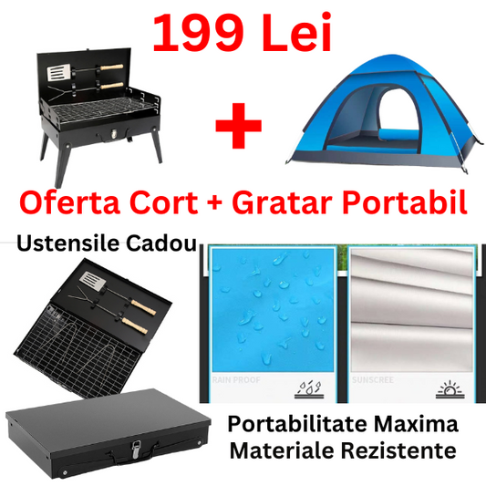 Pachet Cort + Gratar + Ustensile