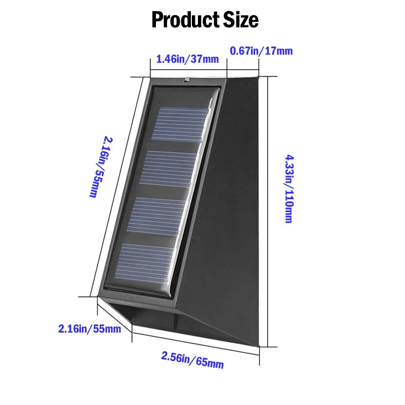 Set 2 lampi solare de perete pentru gradina, impermeabile IP65, forma trapezoidala, lumina calda