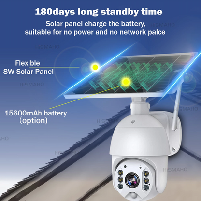 Camera de supraveghere wireless cu panou solar si rotire 355°, control telefon, 1080p, WiFi/4G, vedere nocturna infrarosu