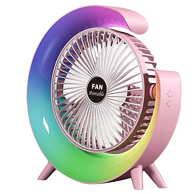 Mini ventilator de birou rotund cu LED RGB