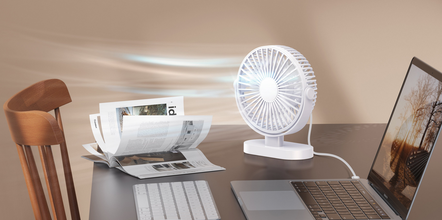 Ventilator Baza cu Efect de Lemn USB 4W - 16cm