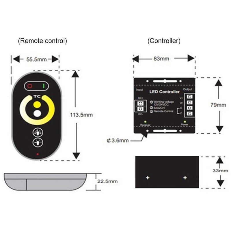 Controller led RGB pentru banda LED, cu touch, 12V/24V, cu telecomanda