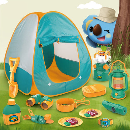 Set camping exterior/interior pentru copii, 19 piese, pentru 1-2 copii mici