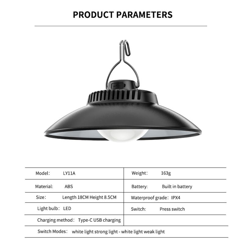 Lampa camping portabila cu agatatoare, baterie si incarcare USB