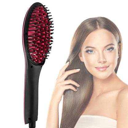 Perie pentru indreptarea parului cu ecran LCD, Straight Brush, Roz