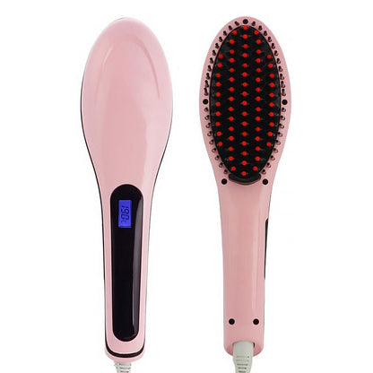 Perie pentru indreptarea parului cu ecran LCD, Straight Brush, Roz